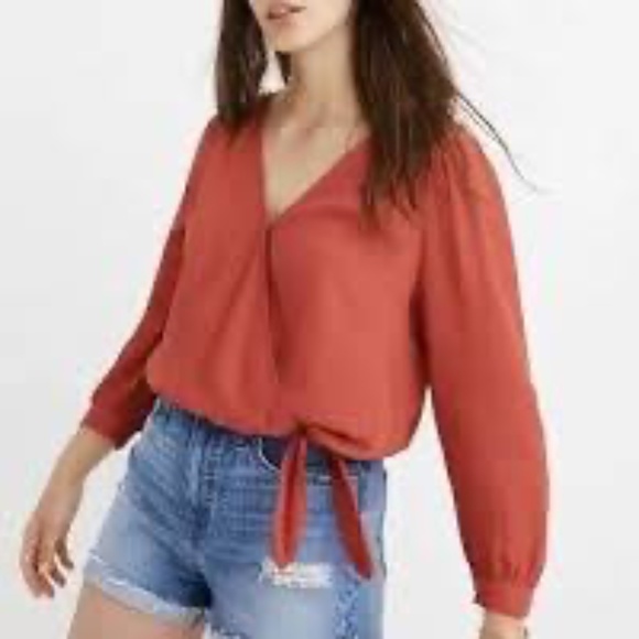 Madewell Tops - Madewell S Front Wrap Tie Balloon Sleeve Blouse Top